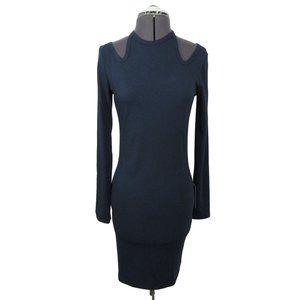 Dual Nature navy rib‎ knit halter neck mini dress